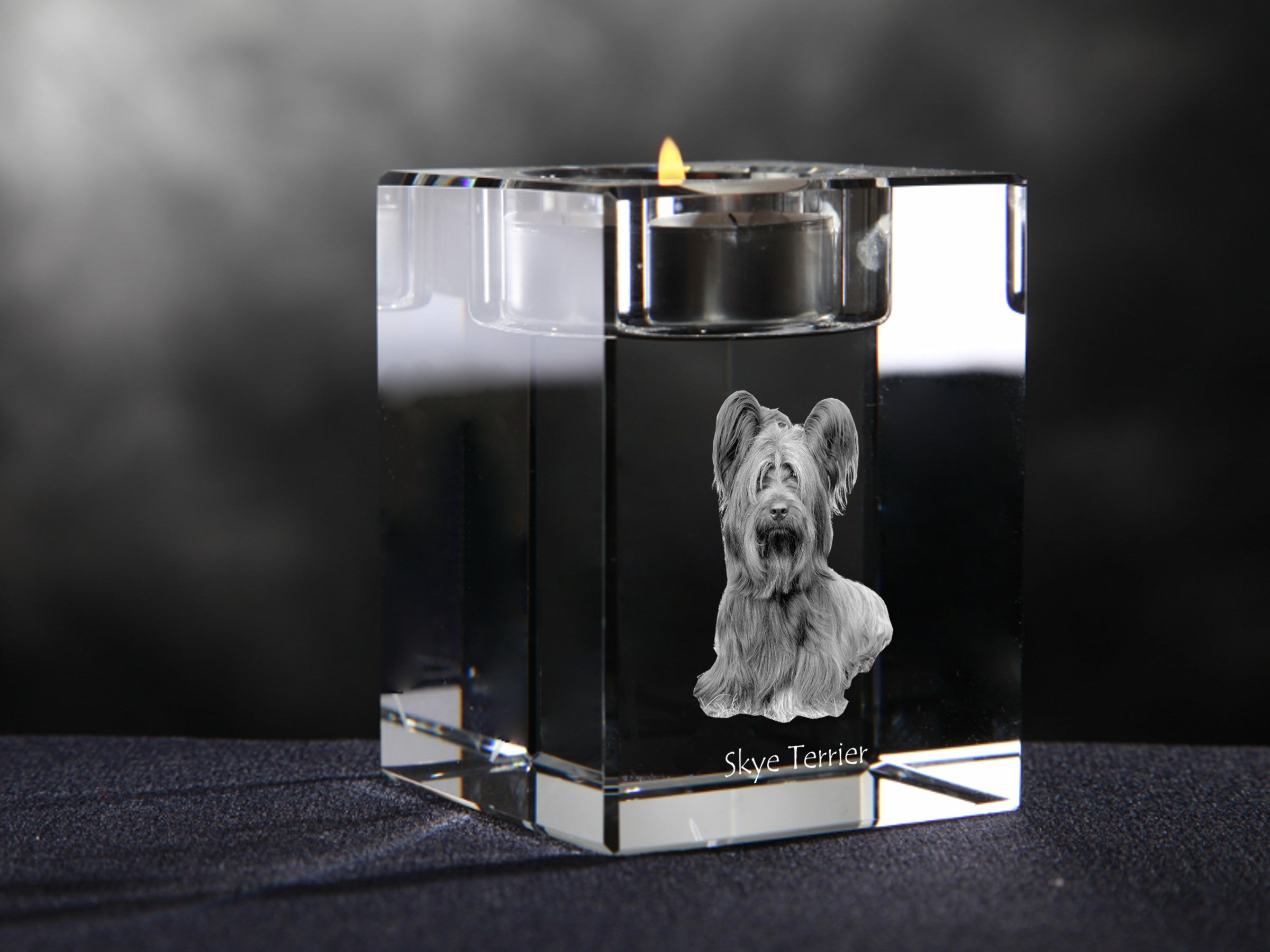 Silky Terrier - Candle holder with dog photo, crystal tealight holder, personalised gift by Art-Dog brand