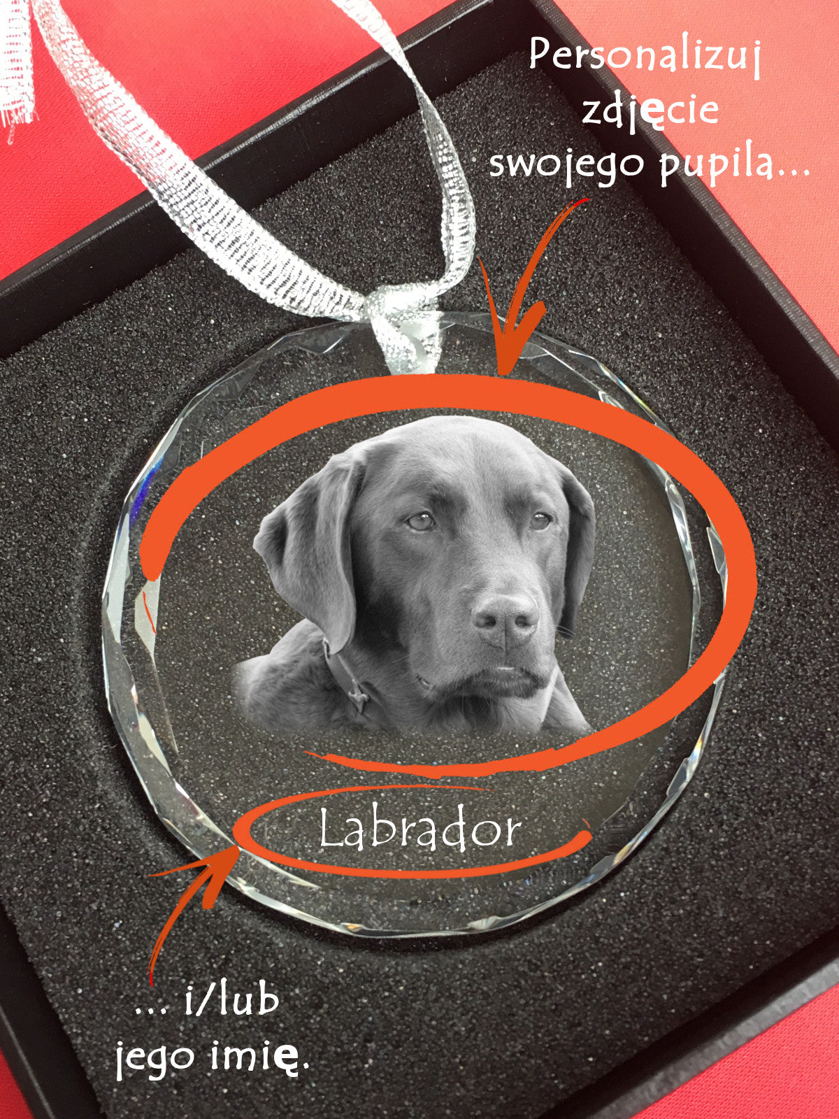 Basenji, African bush dog, Congo dog - crystal bauble with a photo, dog photo in crystal, personalized Christmas tree ornament by Art-Dog brand