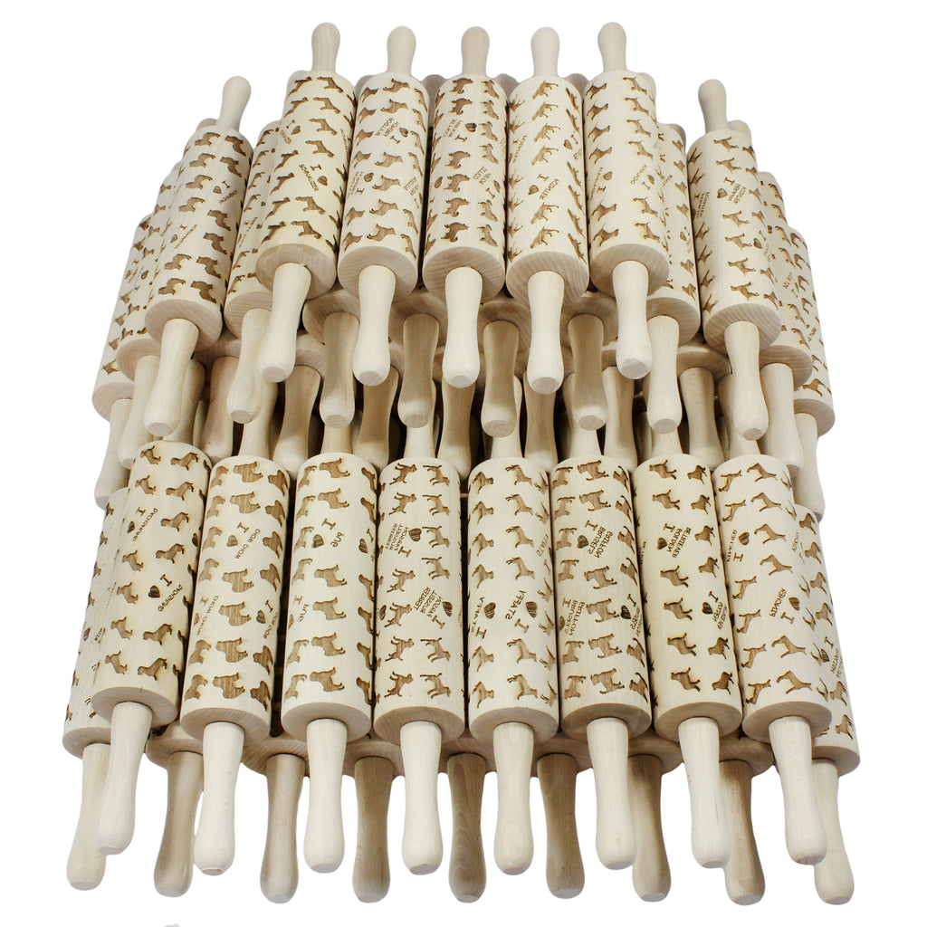 Brittany Spaniel, Brittany Wiegref - patterned rolling pin with a dog, rolling pin for dough and ceramics, a gift for a pastry chef from the Art-Dog brand