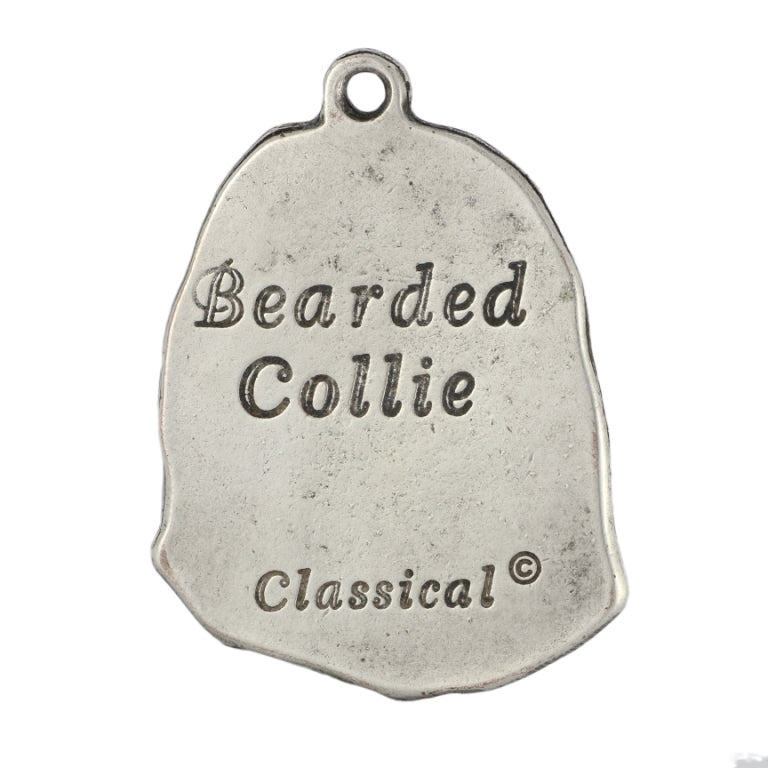 Bearded Collie, Highland Collie, Mountain Collie - Silver-plated key ring with a dog in a gift box, handbag decoration, backpack pendant by Art-Dog brand