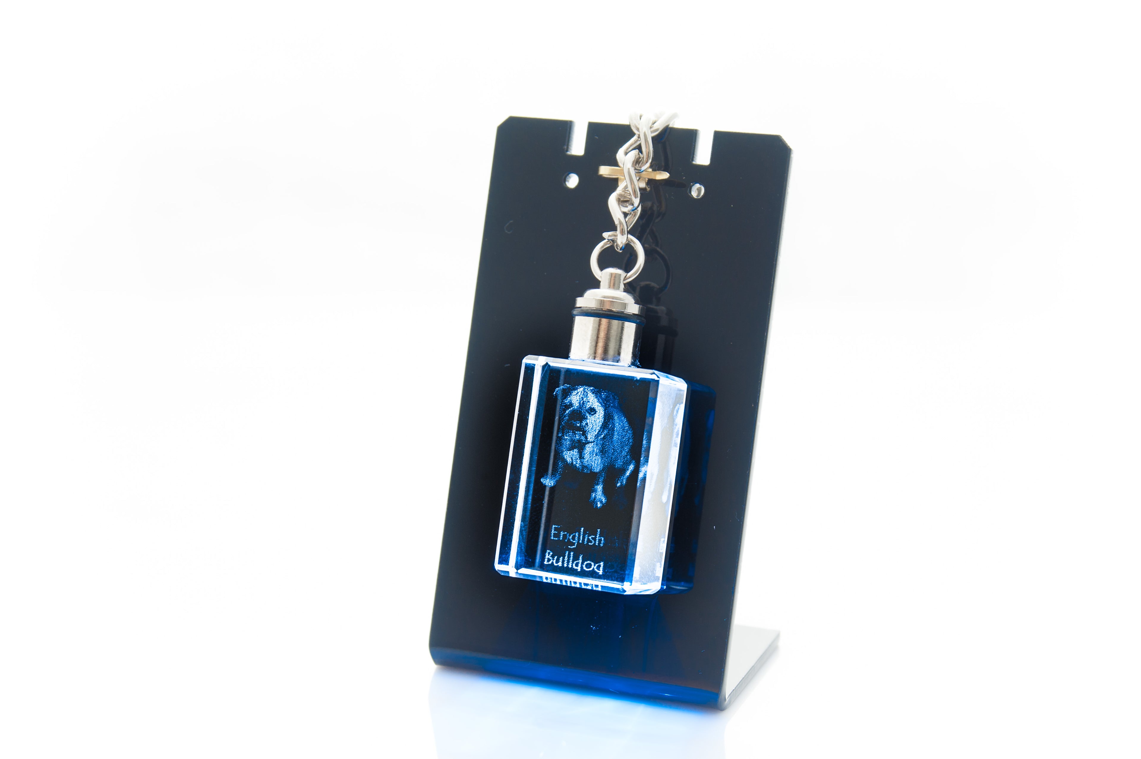 Bulldog, English Bulldog, British Bulldog - Crystal key ring with dog photo, illuminated key ring, unique gift by Art-Dog brand