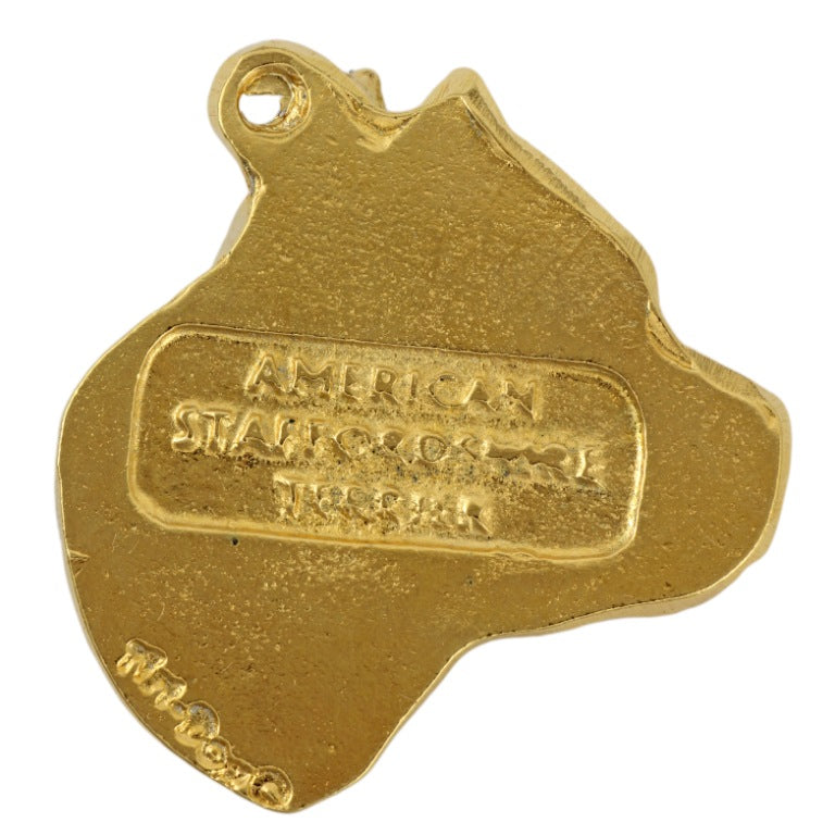 American Staffordshire Terrier, Amstaff II - Gilded key ring with dog in gift box, handbag decoration, luxury accessory by Art-Dog brand