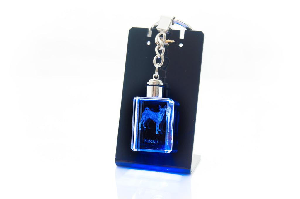 Basenji, African bush dog, Congo dog - Crystal key ring with dog photo, illuminated key ring, unique gift by Art-Dog brand