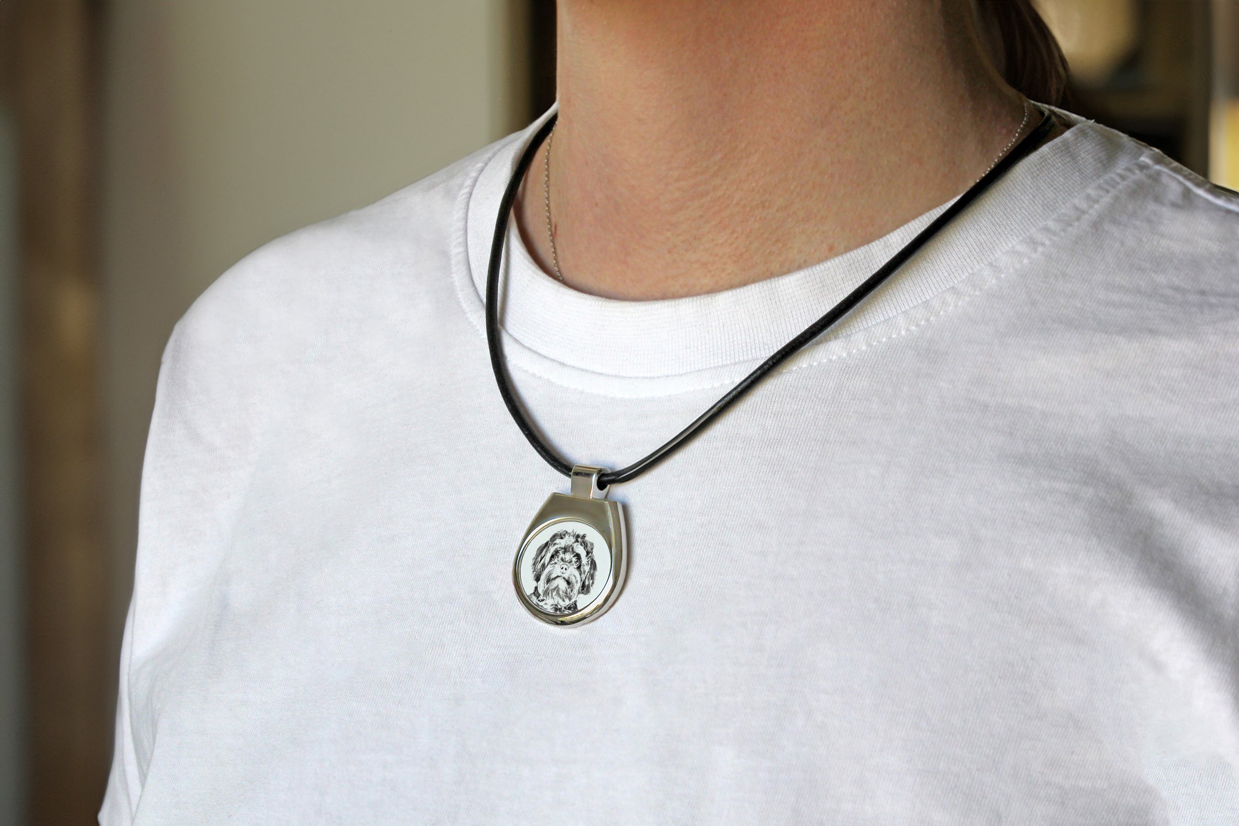 Bolonka, Russian Tsvetnaya Bolonka - dog necklace, personalized pendant with a photo, unique necklace for women and men by Art-Dog brand