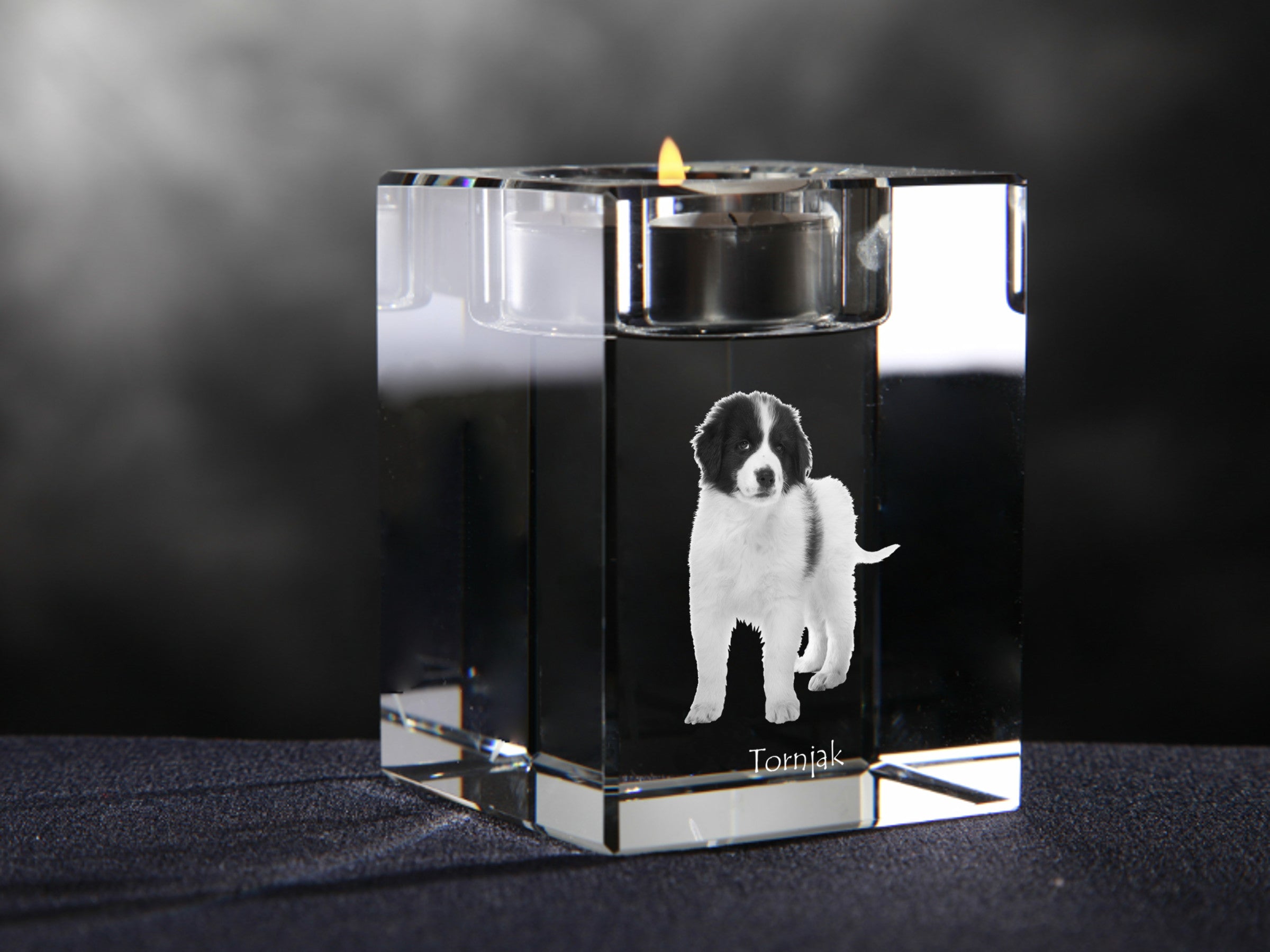 Tornjak, Bosnian And Herzegovinian - Croatian Shepherd Dog - Candle holder with dog photo, crystal tealight holder, personalised gift by Art-Dog brand