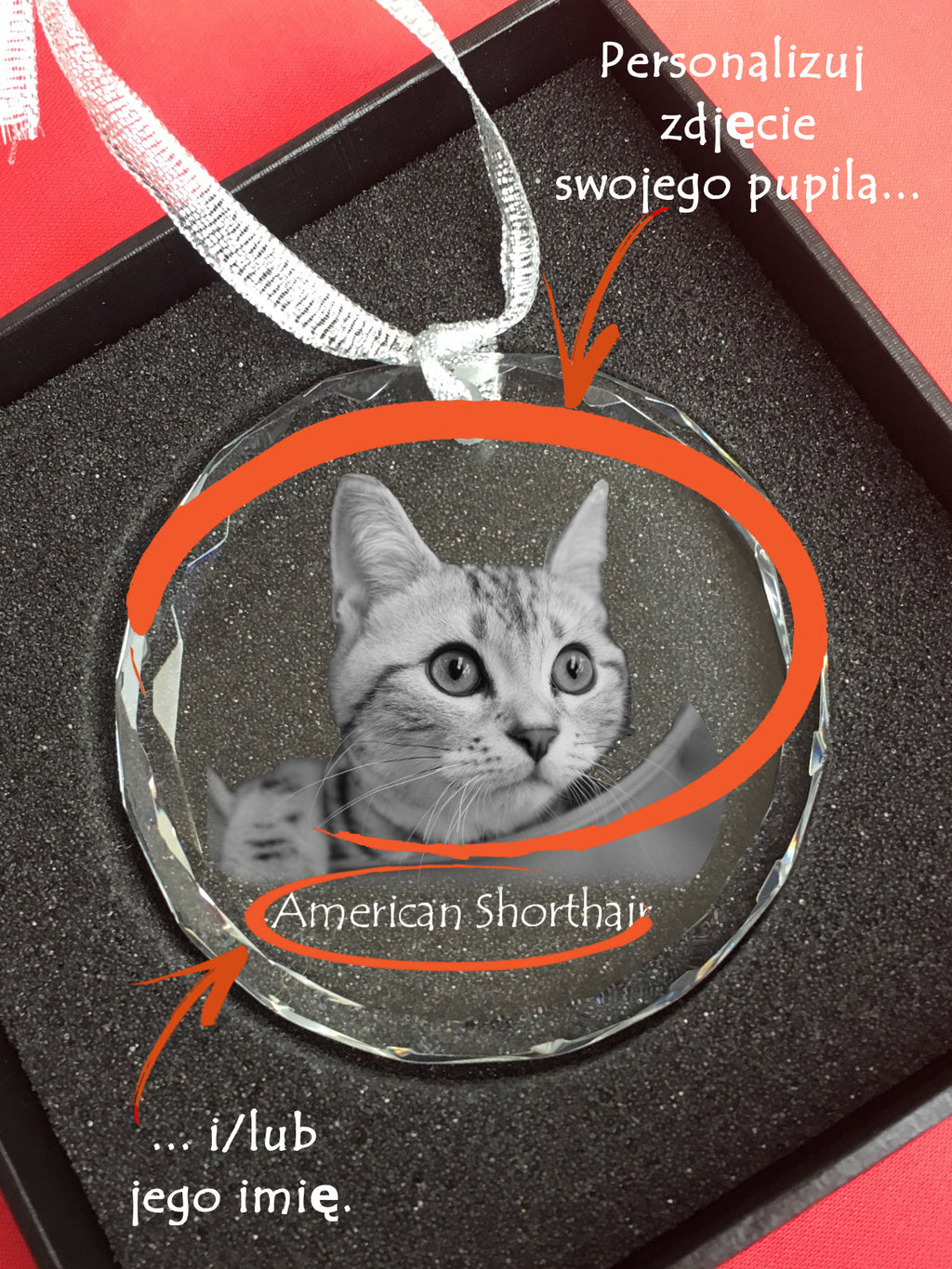 Toyger - crystal bauble with a photo, photo of a cat in crystal, personalized Christmas tree ornament by Art-Dog brand