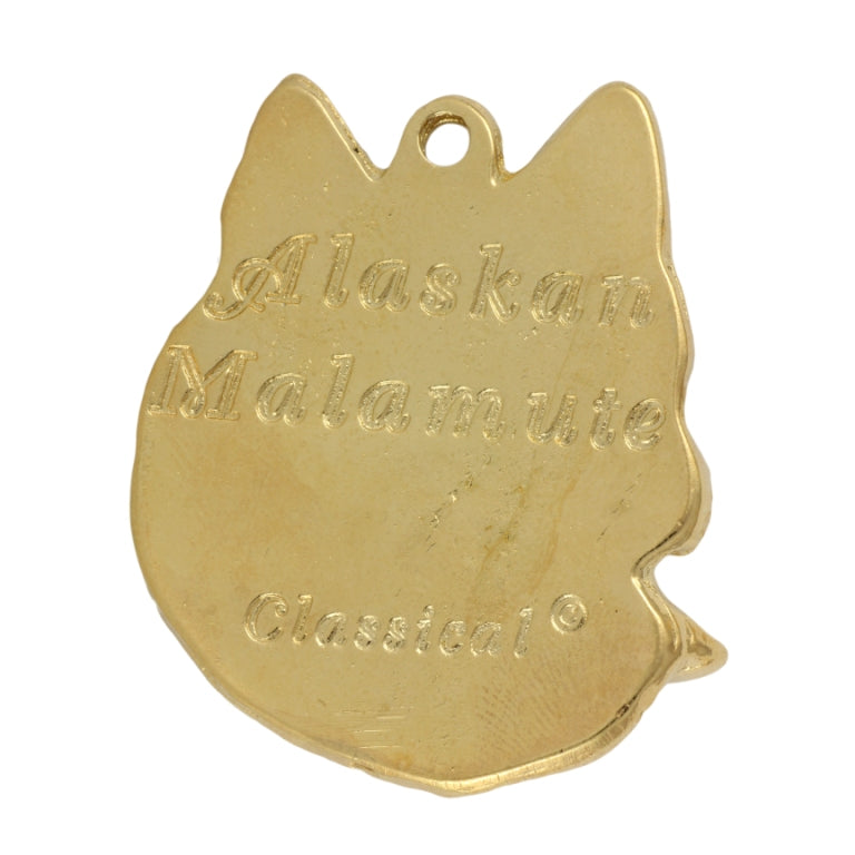 Alaskan Malamute - Gilded key ring with dog in gift box, handbag decoration, luxury accessory by Art-Dog brand