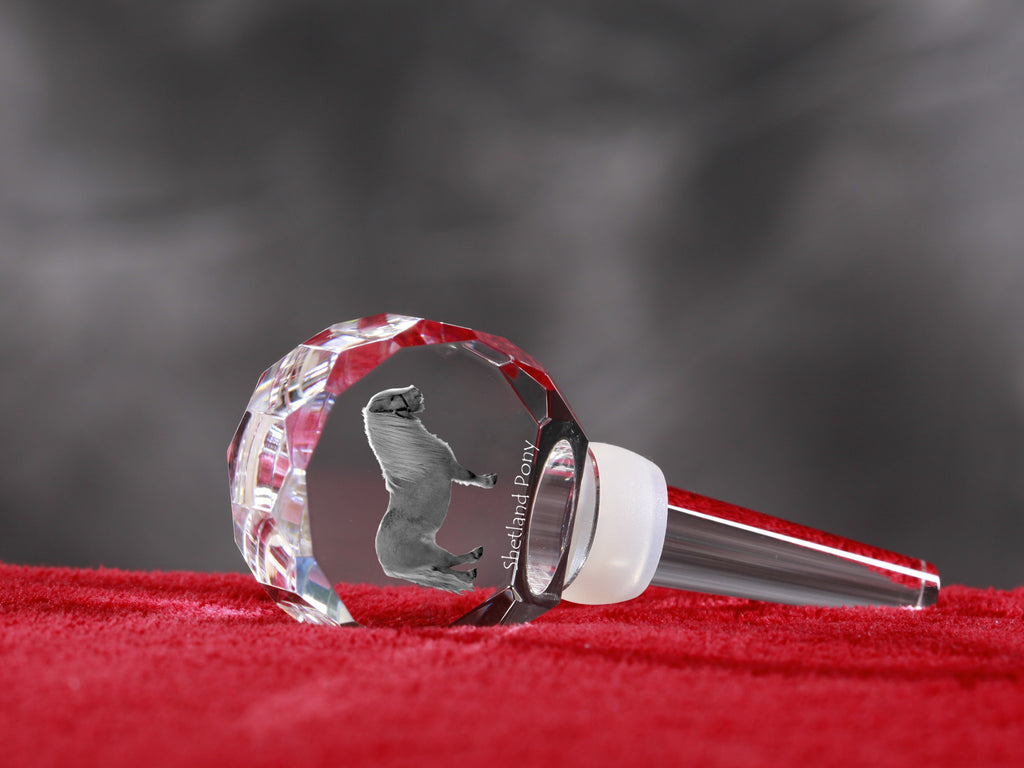 Shetland Pony - Crystal bottle stopper with horse, unique wine stopper with photo, personalised gift for sommelier by Art-Dog brand