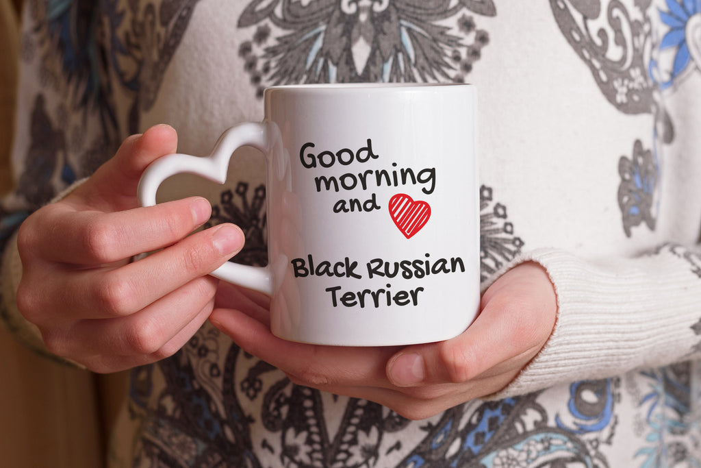 Black Russian Terrier, Chornyi Terrier - cup with a dog, adorable cup with a heart-shaped handle, universal gift from the Art-Dog brand