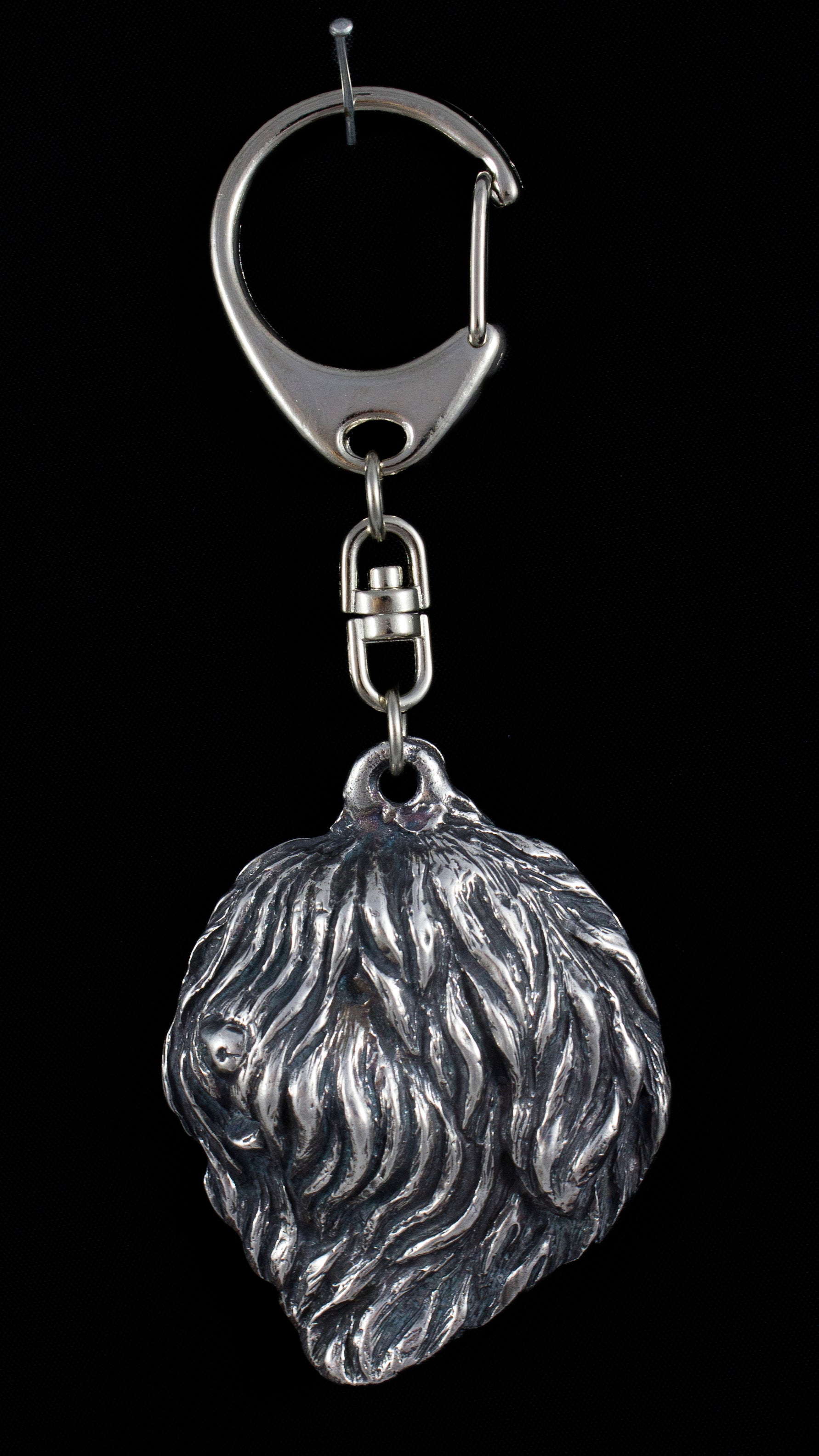 Polish Lowland Sheepdog, PON, Valee Sheepdog - Silver-plated key ring with dog, handbag decoration, backpack pendant by Art-Dog brand
