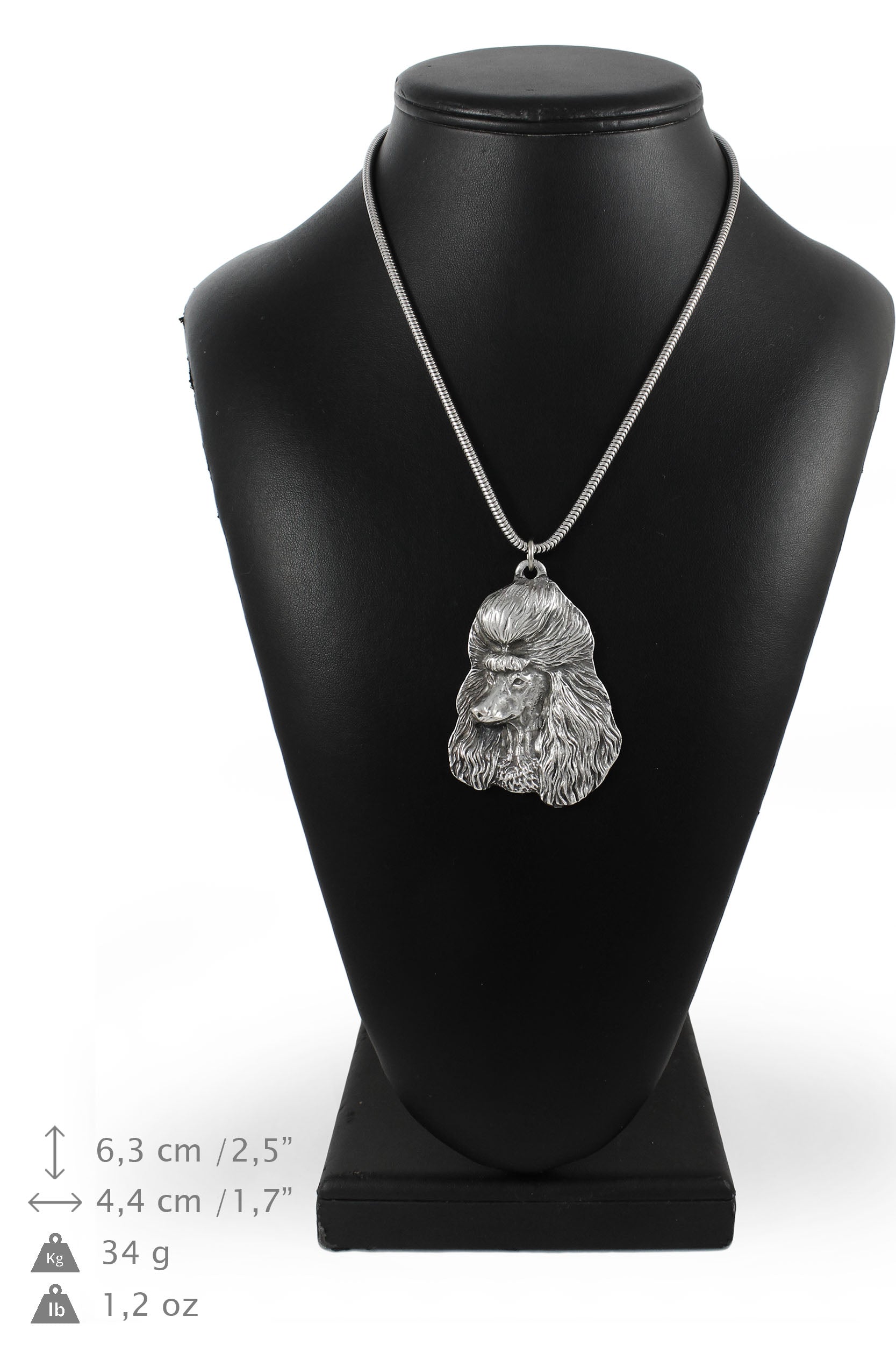 Poodle - necklace with a dog, dog pendant on a silver chain, unique jewelry from the Art-Dog brand