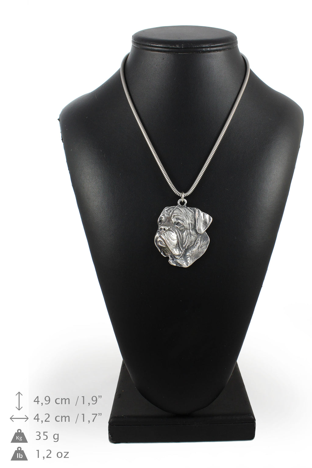 Dogue de Bordeaux, French Mastiff, Bordeauxdog II - necklace with a dog, dog pendant on a silver chain, unique jewelry from the Art-Dog brand