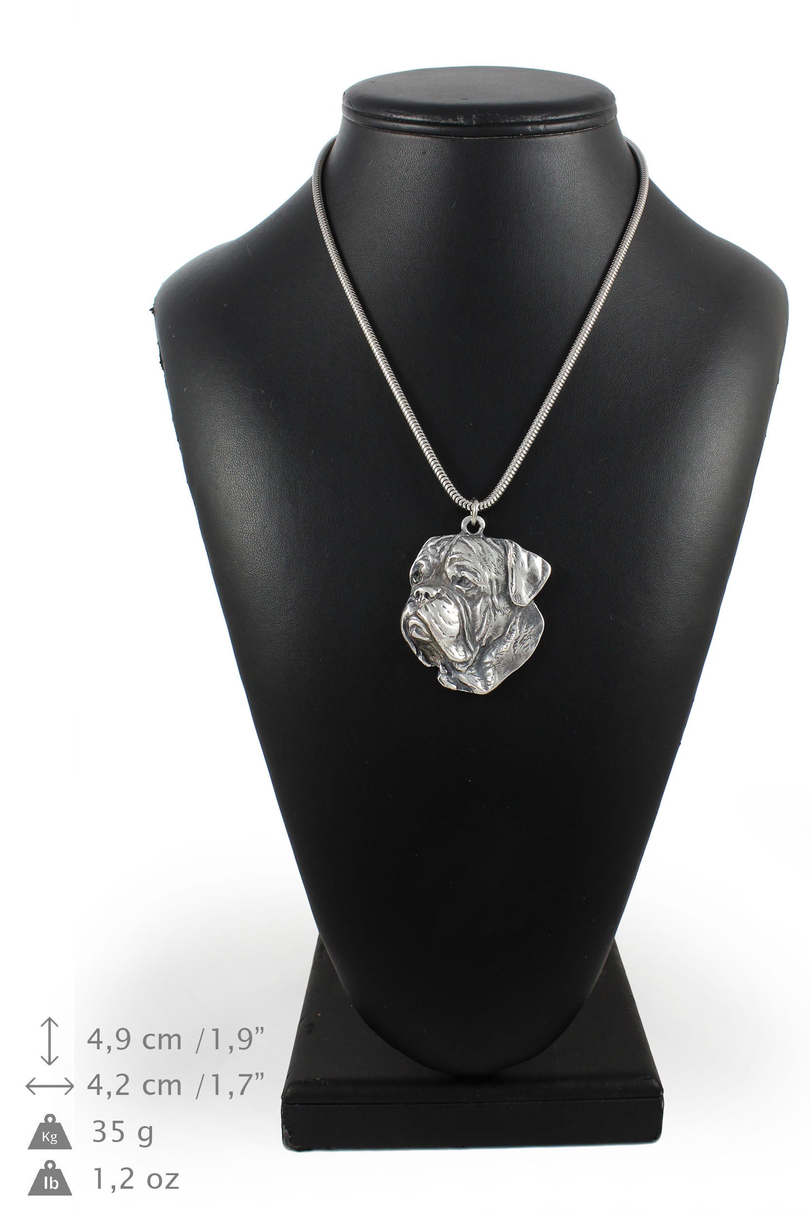 Dogue de Bordeaux, French Mastiff, Bordeauxdog II - necklace with a dog, dog pendant on a silver chain, unique jewelry from the Art-Dog brand