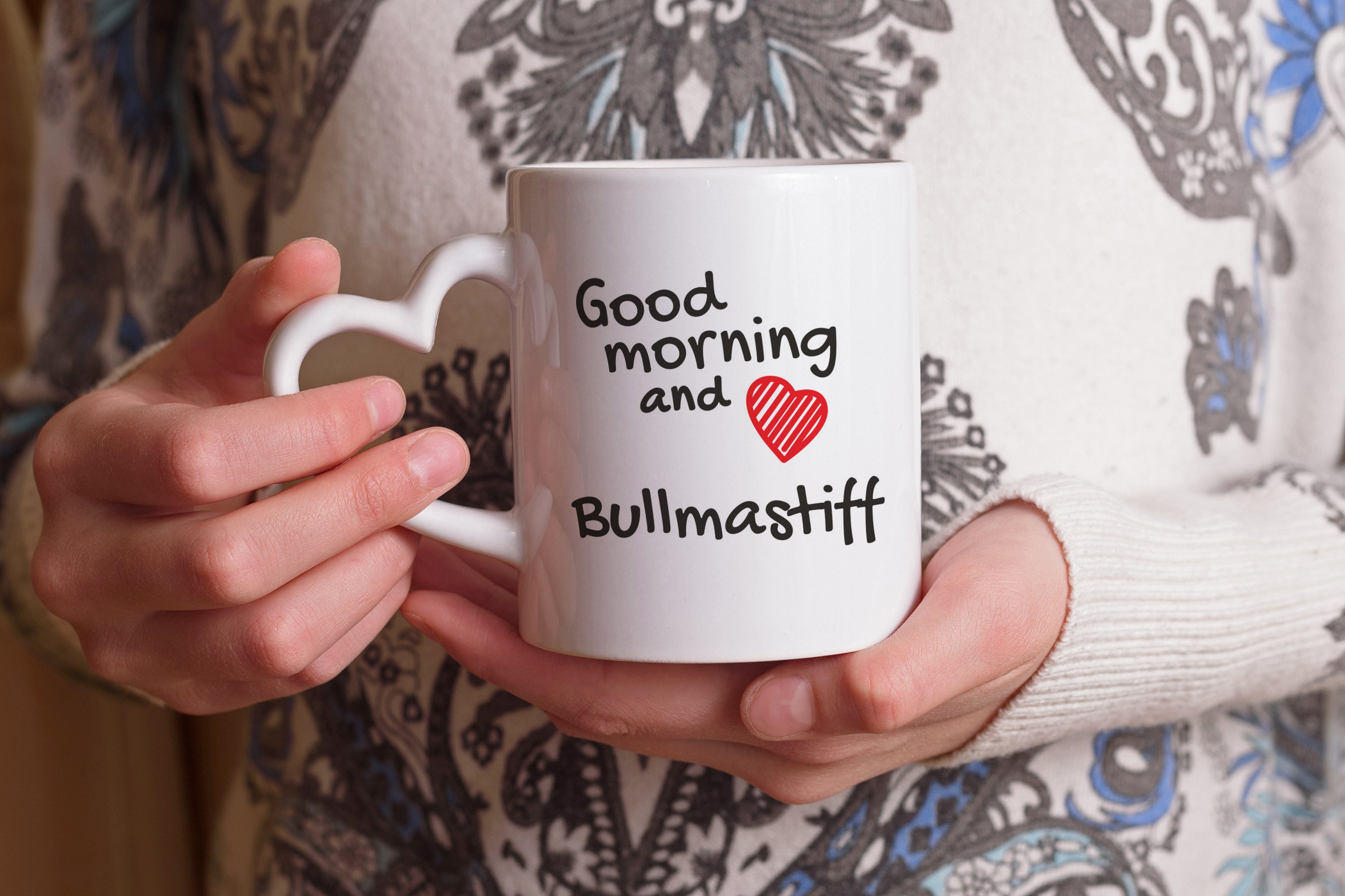 Bullmastiff - cup with a dog, adorable cup with a heart-shaped handle, universal gift from the Art-Dog brand
