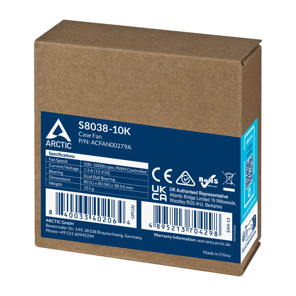 ARCTIC S8038-10K Ventilateur de Processeur 8 cm, Noir