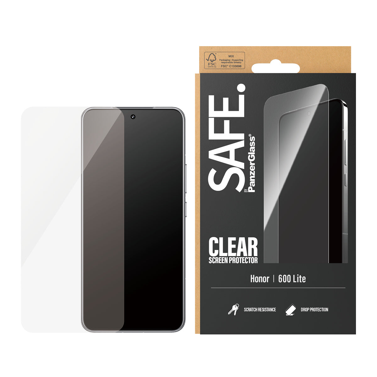 PanzerGlass SAFE. Protection d'écran Ultra-Wide Fit pour Honor 600 Lite, Transparent
