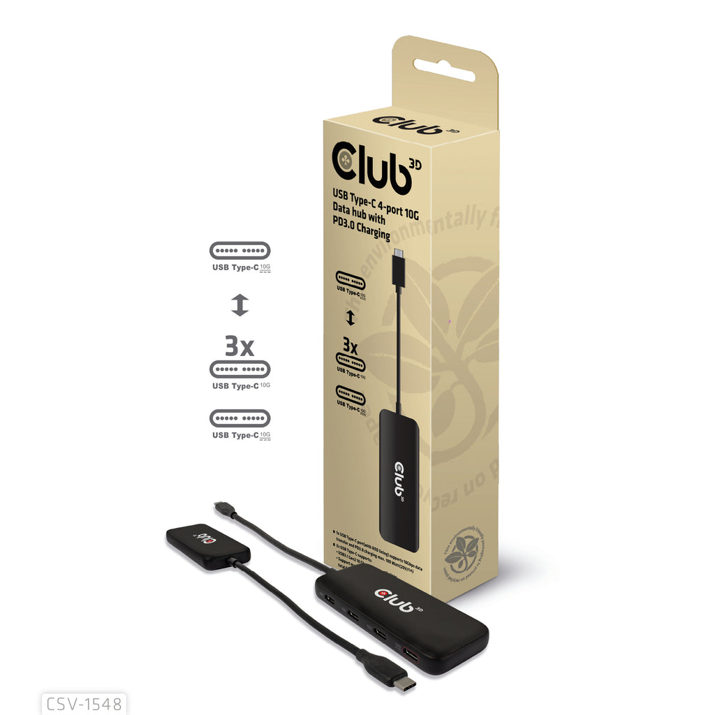 CLUB3D CSV-1548 Hub USB 3.2 Gen 1 (3.1 Gen 1) Type-C, Noir