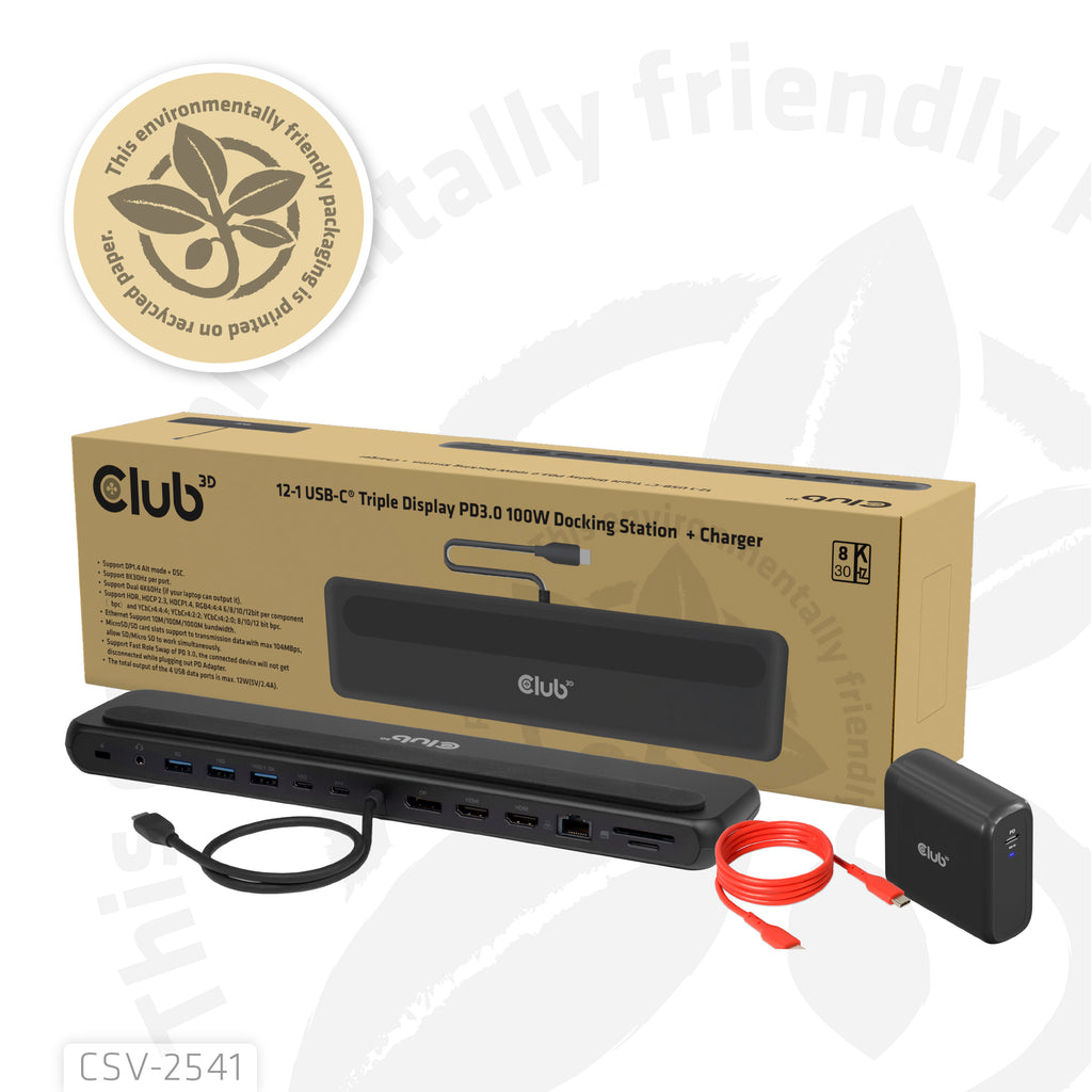 CLUB3D CSV-2541 Station d'accueil USB 3.2 Gen 1 Type-C, Noir