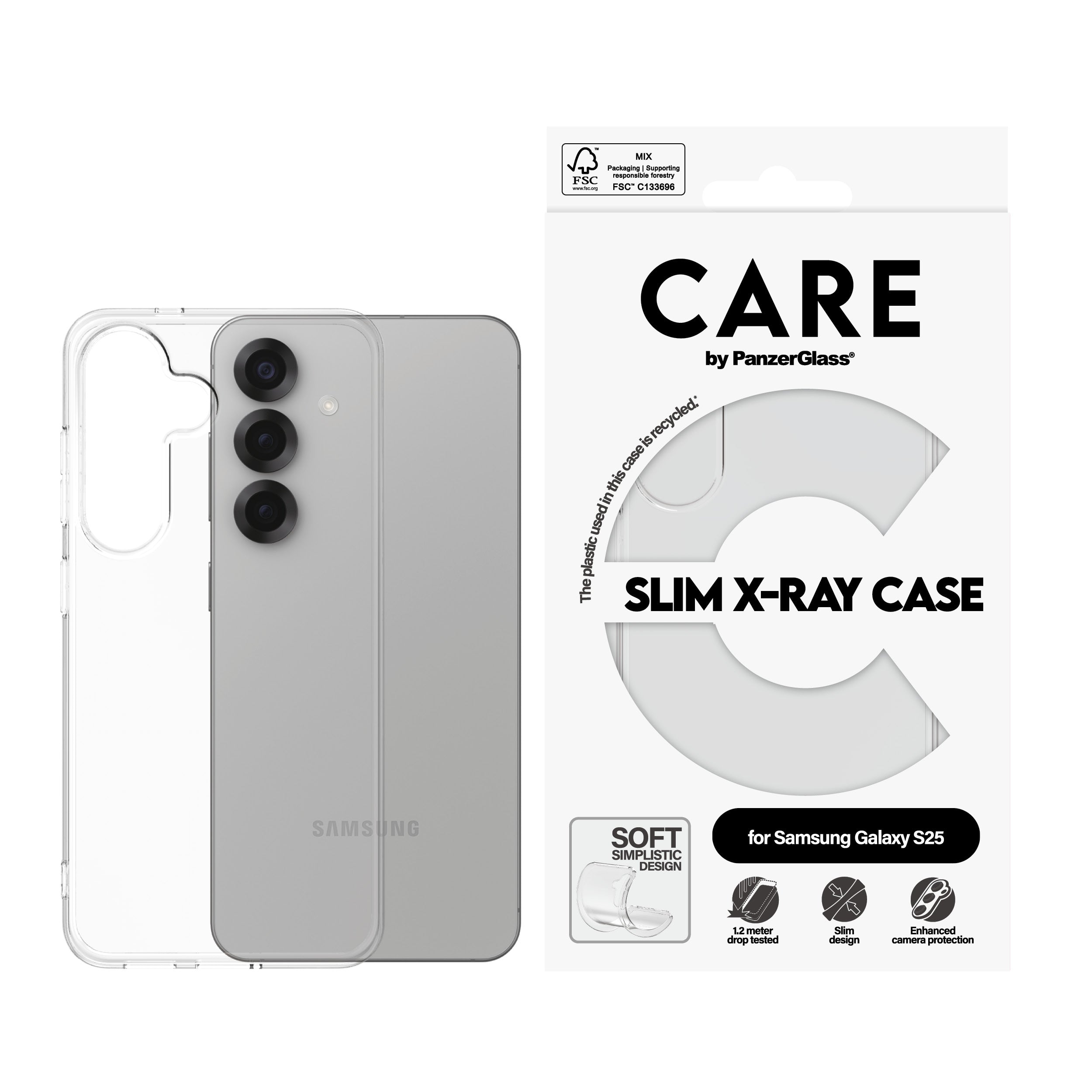 PanzerGlass PanzerGlass CARE™ by ® X-Ray Case Samsung Galaxy S25 coque de protection pour téléphones portables Housse Transparent