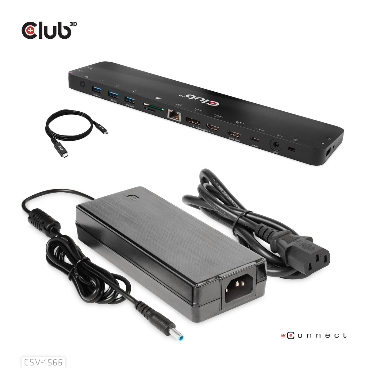 CLUB3D CSV-1566 Station d'accueil USB 3.2 Gen 1 Type-C, Noir