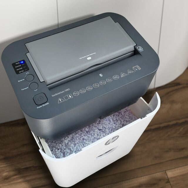 HP OneShred Auto 100CC destructeur de papier Destruction croisée 68 dB 22 cm Blanc