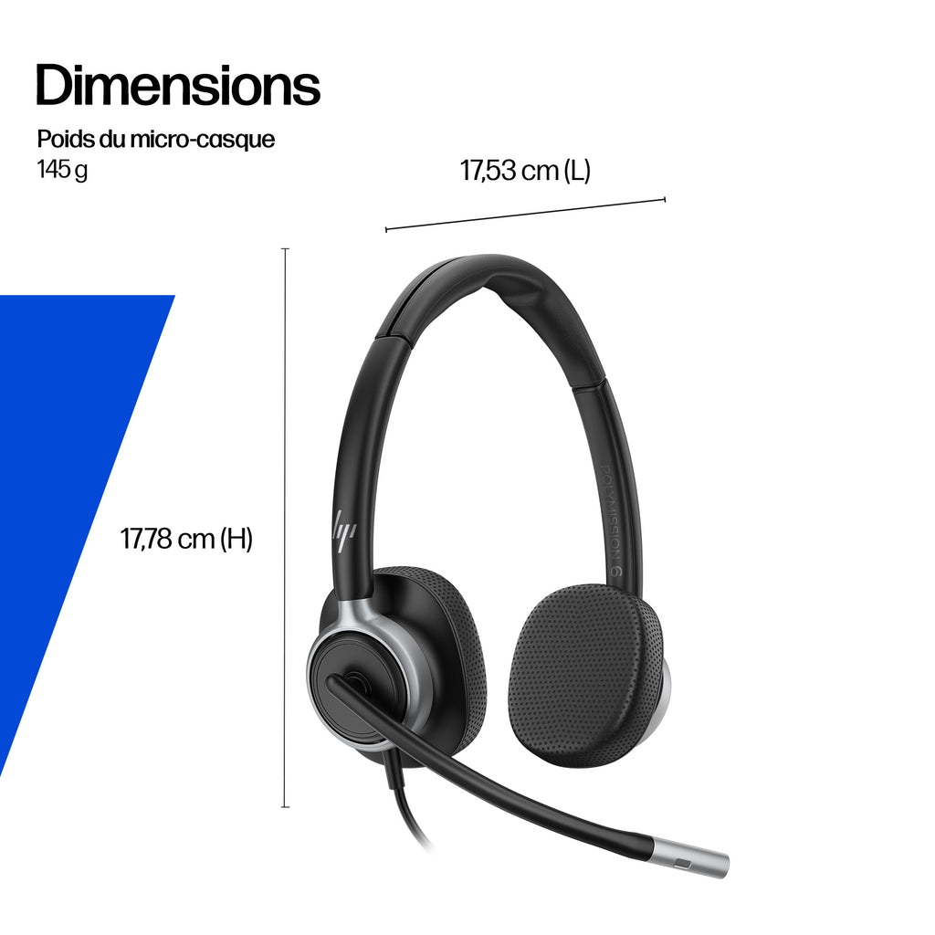 HP Poly Mission 625 Micro-casque Filaire USB Binaural, Noir