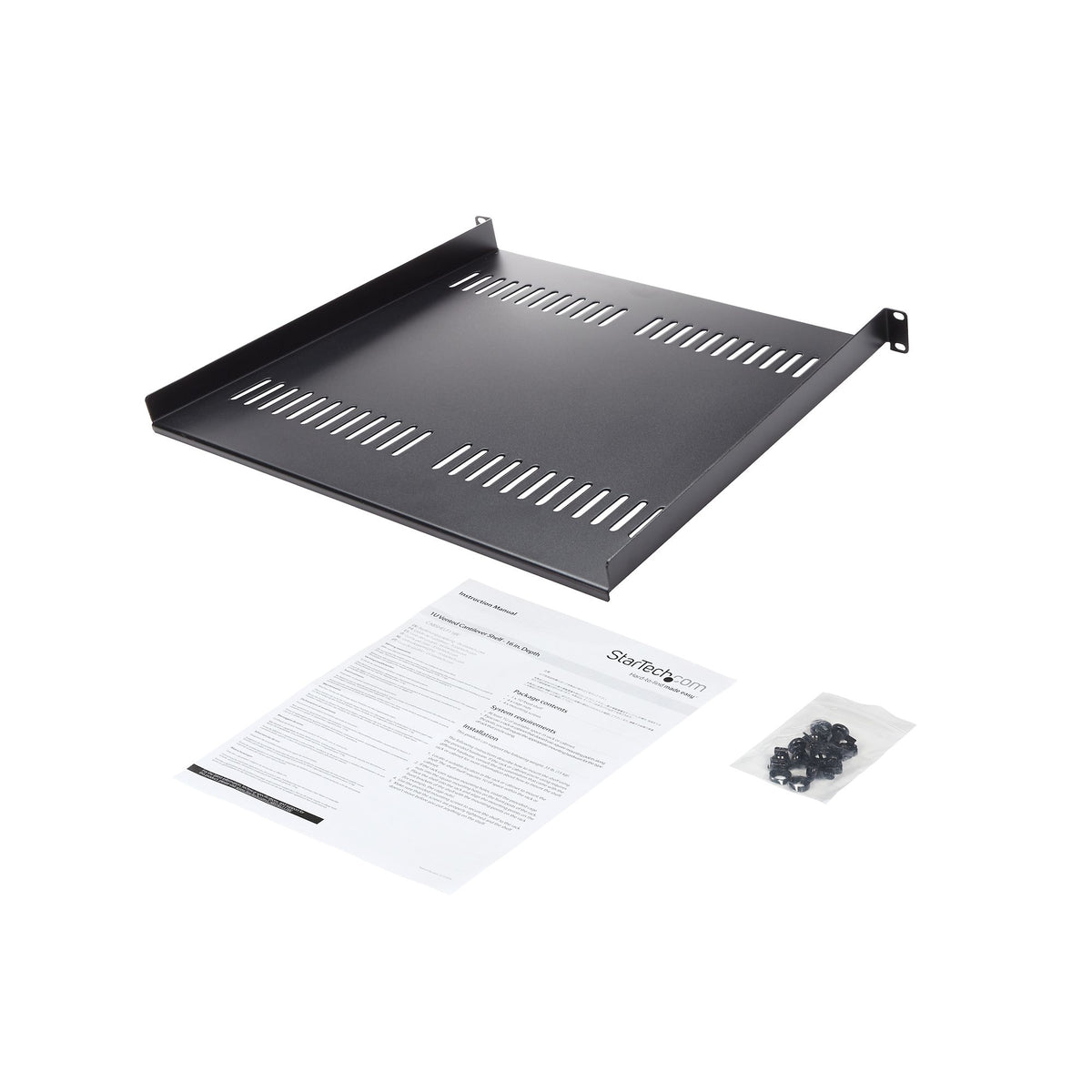 StarTech.com Étagère pour Rack Serveur 1U, Plateau Cantilever Universel Ventilé 19", Acier, Capacité 20kg, Profondeur 40