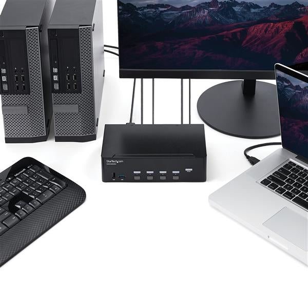 StarTech.com Switch KVM HDMI 4K 30Hz 4 Ports Double Affichage avec Hub USB