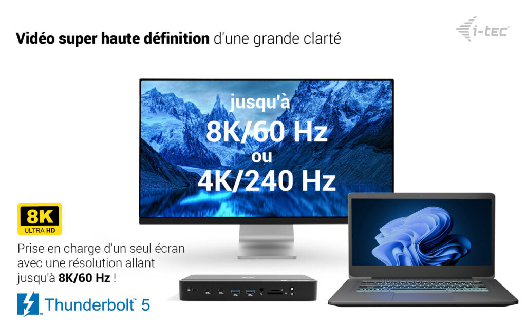i-tec Thunderbolt 5 Triple Display Docking Station, M.2 slot, 6x USB, 2.5GLAN + Power Delivery 140W