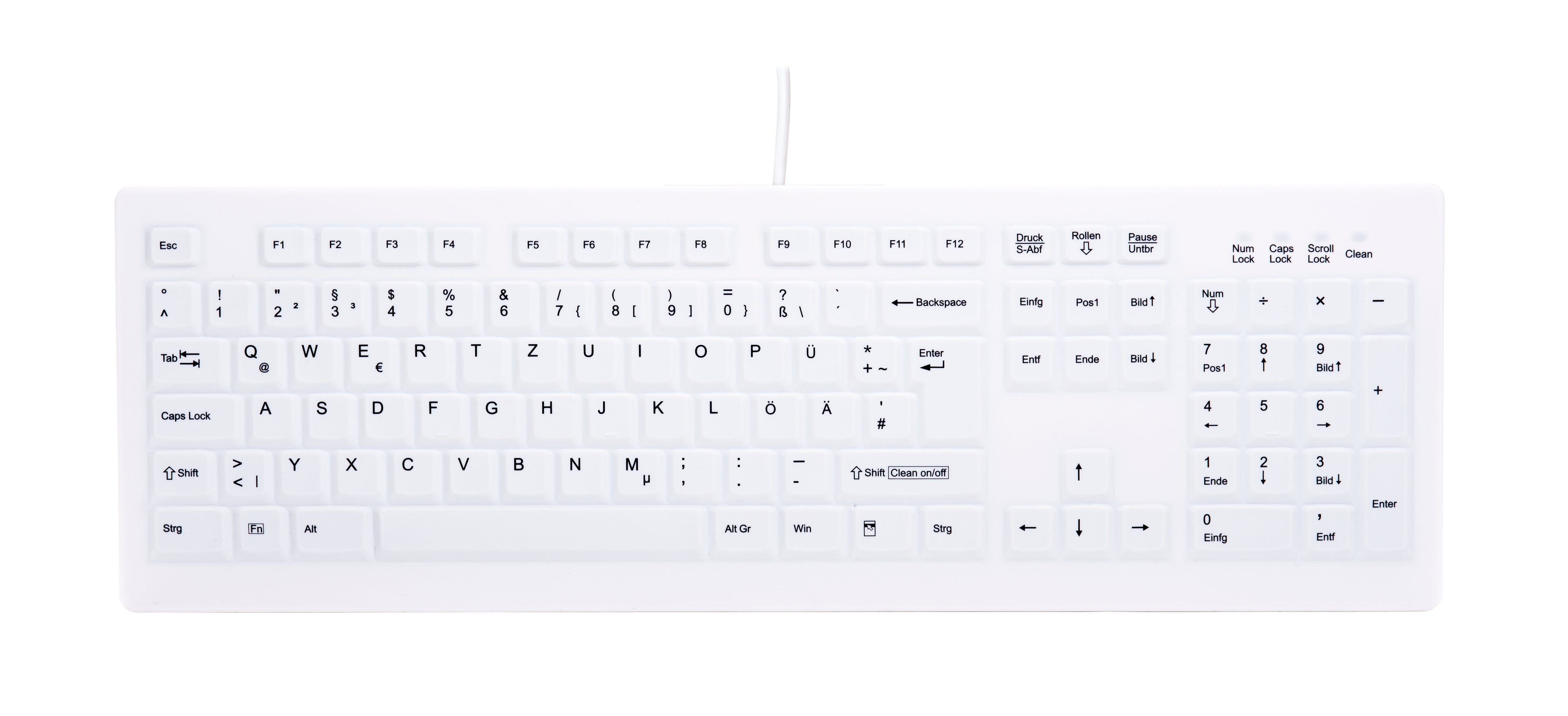 Contour Design Active Key AK-C8100 clavier Bureau RF sans fil Allemand Blanc
