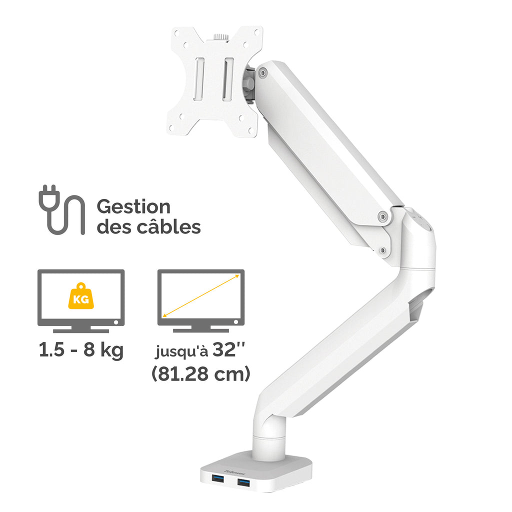 Fellowes Platinum Series Bras porte-écran simple - Blanc - vue 3