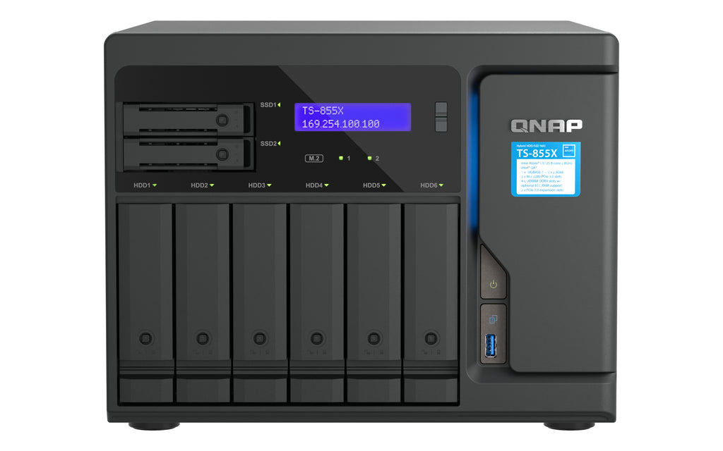 QNAP TS-855X SAN Tower Intel Atom® C5125 8 Go DDR4 0 To QNAP QTS Noir