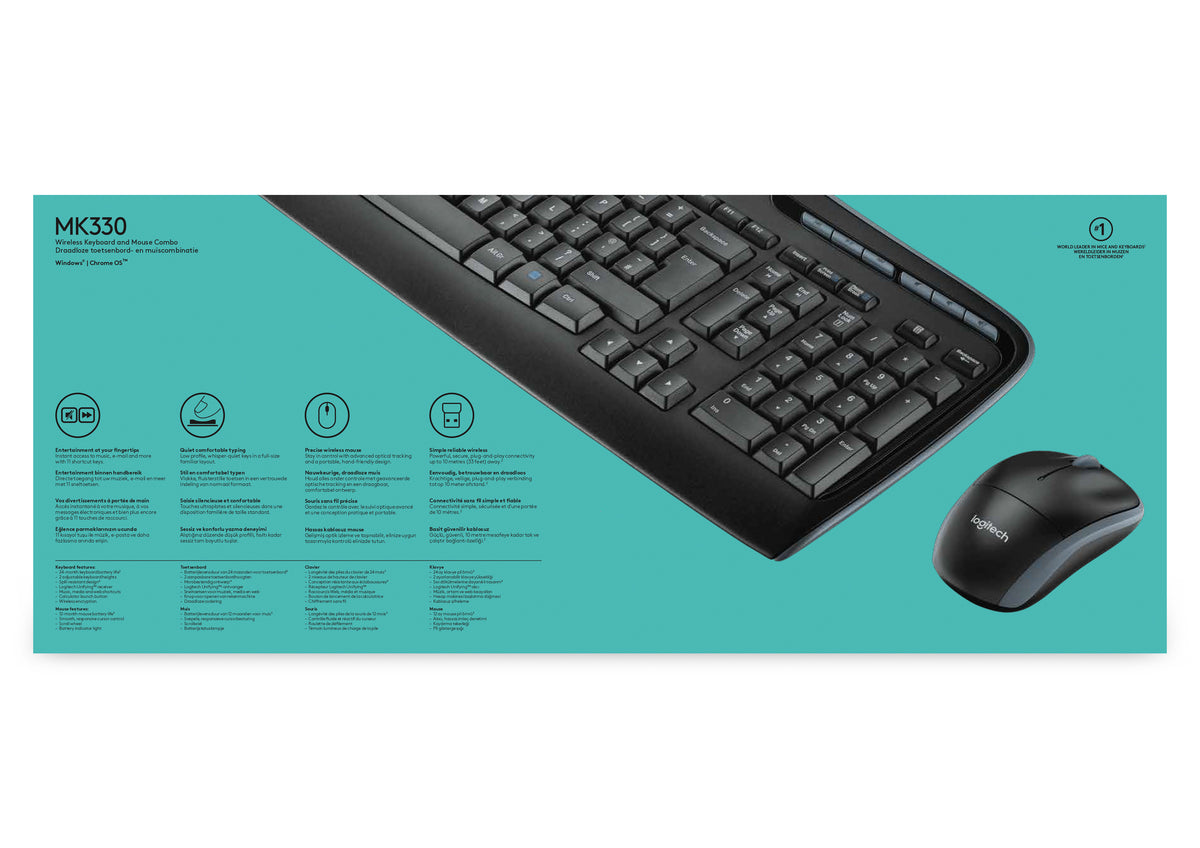 Logitech Wireless Combo MK330 Sæt med mus og tastatur Trådløs US International