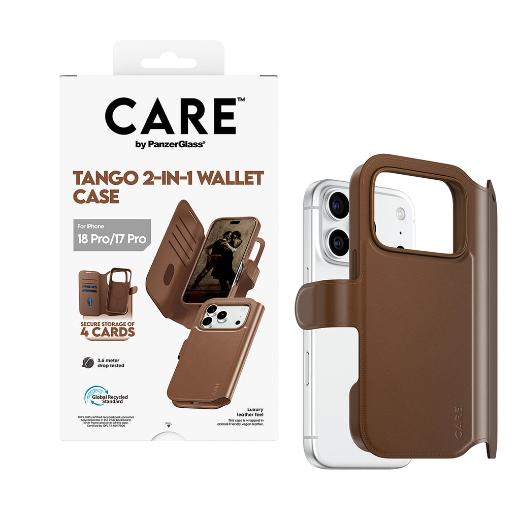 PanzerGlass CARE™ by ® Tango 2-in-1 Wallet Case Brown w. MagSafe iPhone 18 Pro | 17 Pro coque de protection pour téléphones portables Housse Marron - vue 5