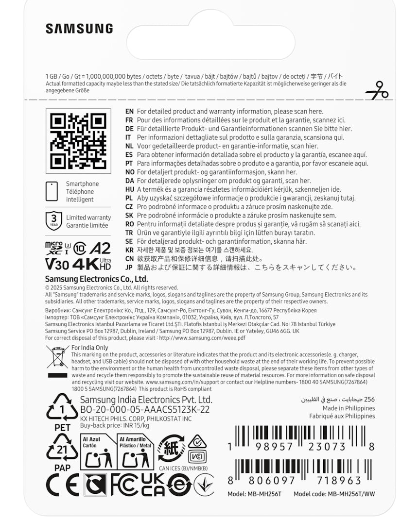 Samsung Carte microSDXC™ UHS-I 256 Go