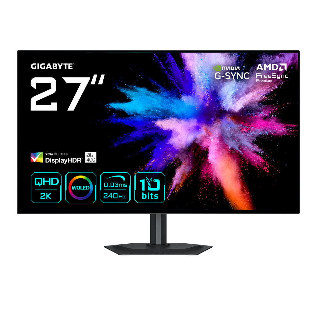 GIGABYTE GO27Q24G Moniteur Gaming OLED 27” 2K QHD - 2560 x 1440, 240Hz, 0.03ms, 275 cd/m², FreeSync Premium, G-Sync Comp