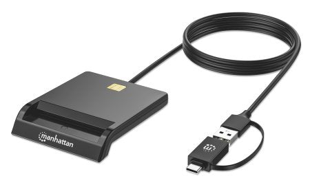 Manhattan Lecteur de cartes à puce combiné USB-C/USB-A, connecteurs USB 2.0 Type-C et Type-A vers interface de lecture à