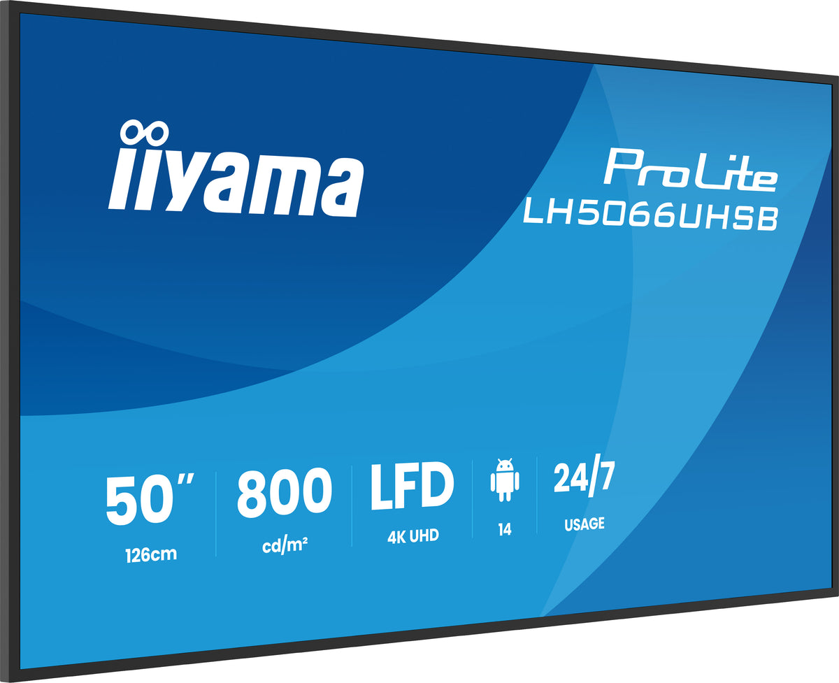 iiyama LH5066UHSB-B1AG Écran d'affichage dynamique Écran plat de signalisation numérique 127 cm (50") LCD Wifi 800 cd/m²