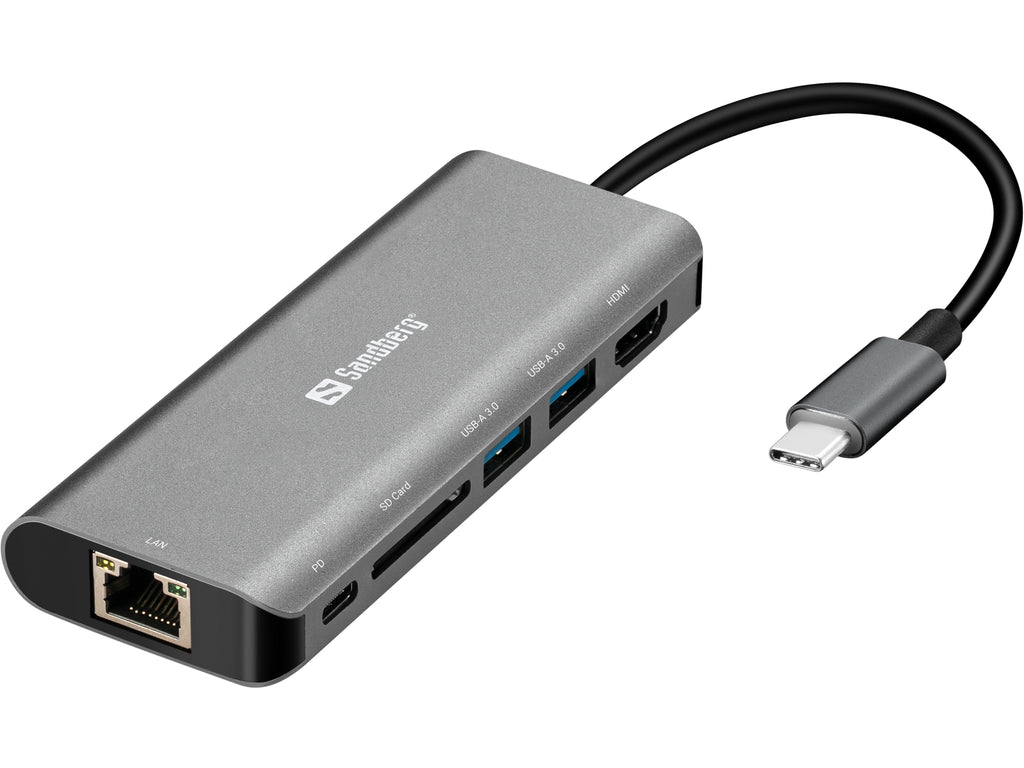 Sandberg Station d'accueil USB-C HDMI LAN SD USB 100W