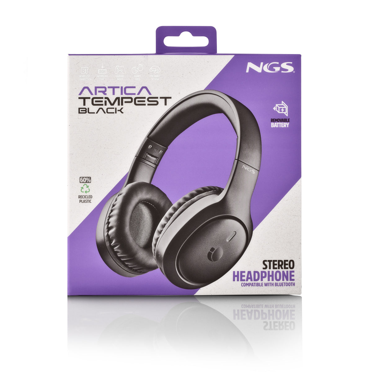 NGS Artica Tempest Black Casque Avec fil &sans fil Arceau Appels/Musique USB Type-C Bluetooth Noir