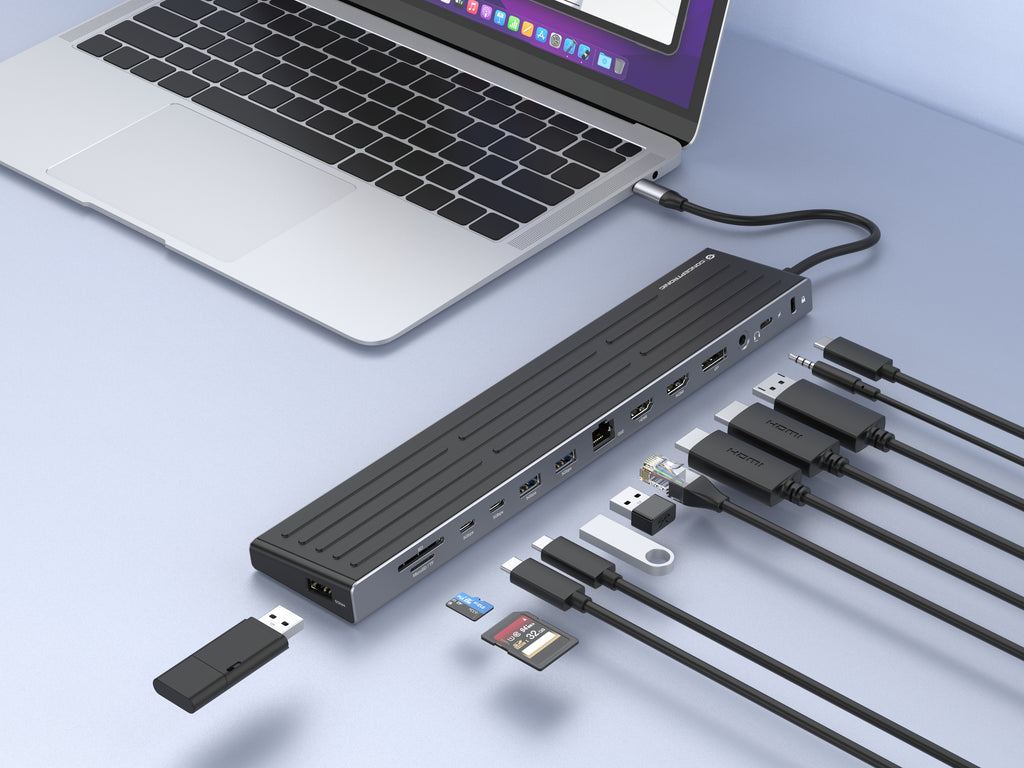 Conceptronic DONN32B Station d'accueil USB 3.2 Gen 1 Type-C, 4K Ultra HD, Gris Argent