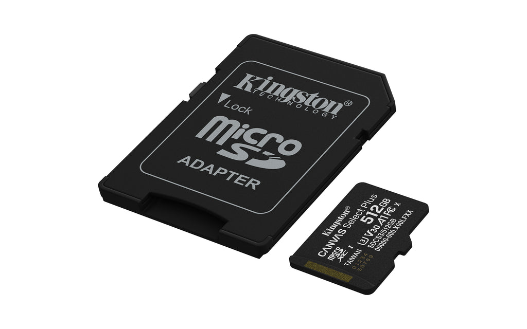 Kingston Technology 512GB microSDXC Canvas Select Plus Gen3 150MB/s A1 (Adaptateur SD inclus)