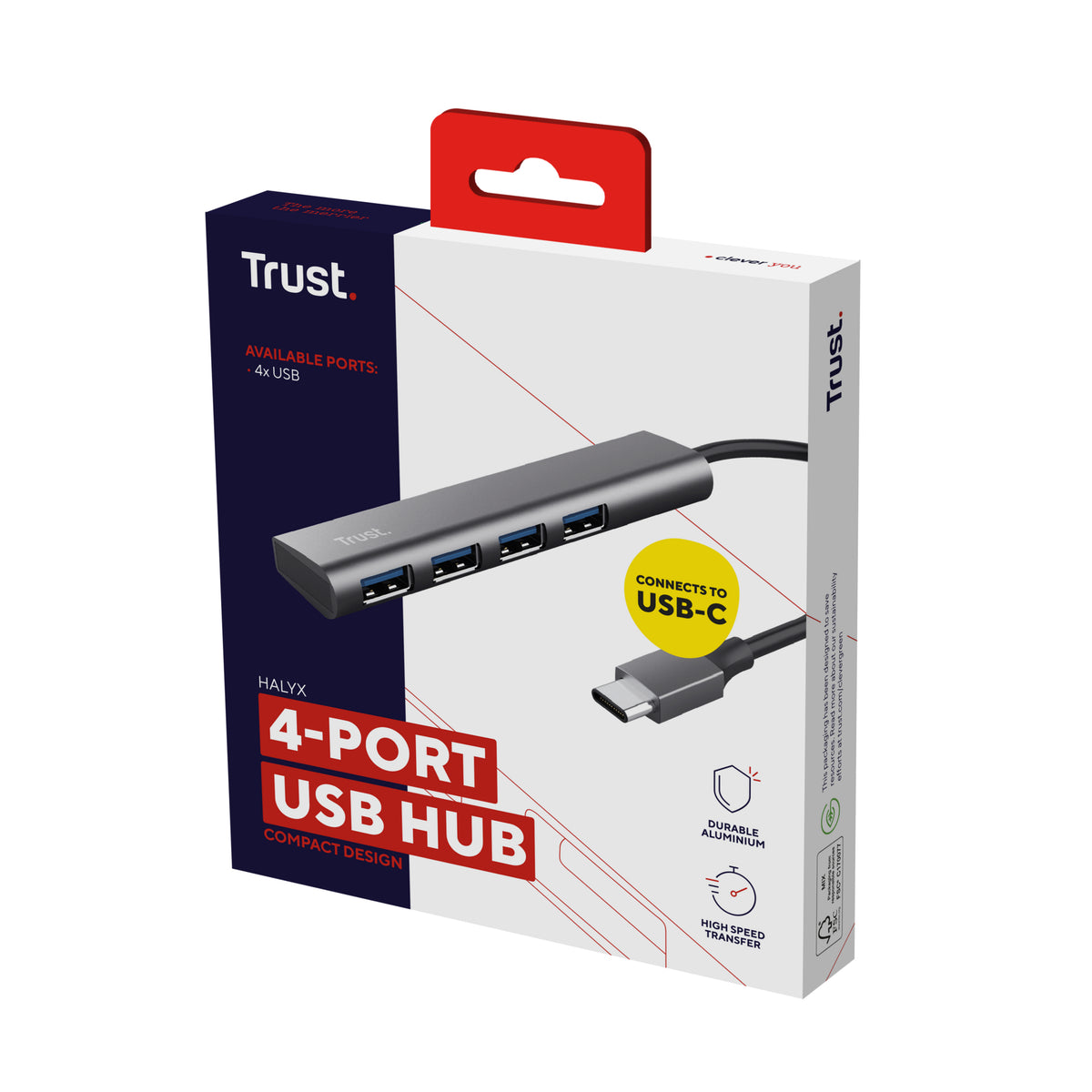 Trust Halyx Hub USB 3.2 Gen 1 Type-A 5 Mbit/s Gris