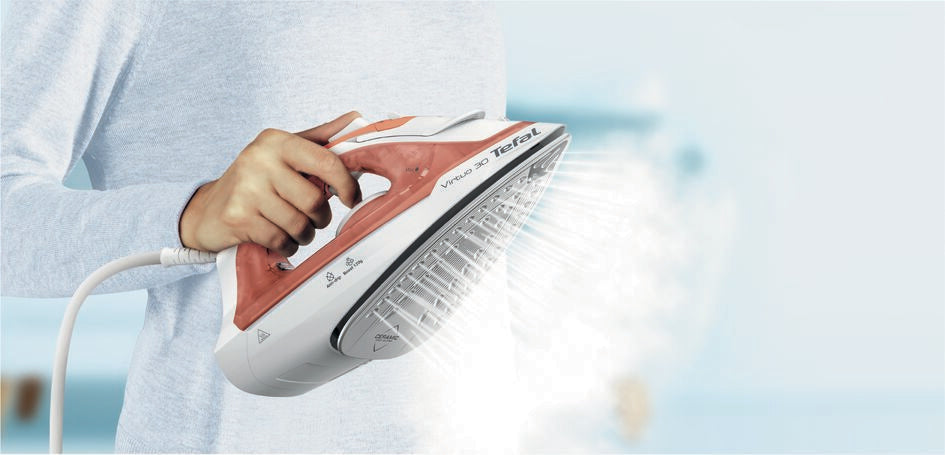 Tefal Virtuo 30 FV2C40E0 fer à repasser Fer à repasser à sec ou à vapeur Semelle en céramique 2000 W Pêche, Blanc