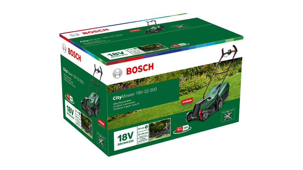 Bosch Bosch City Mower 18V-32 Tondeuse à gazon poussée Batterie Noir, Vert