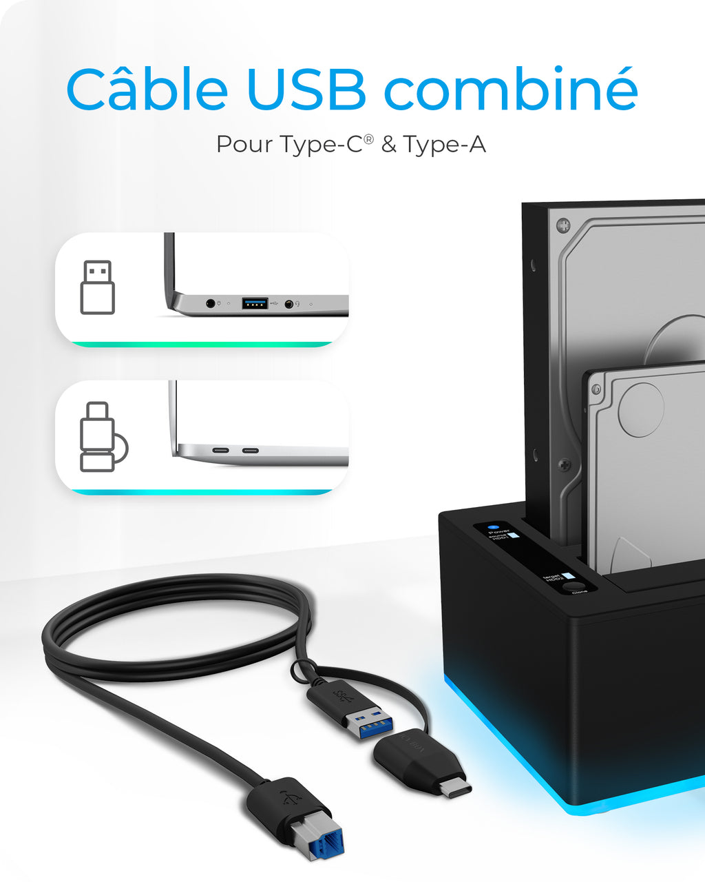 ICY BOX IB-127CL-U3 USB 3.2 Gen 1 (3.1 Gen 1) Type-B Noir