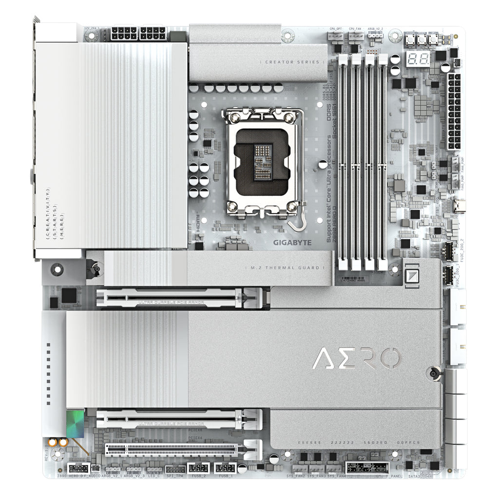 GIGABYTE Z890 AERO D Carte Mère - Prend en charge les processeurs Intel Core Ultra (Série 2), VRM 16+1+2 phases, jusqu'à 9500MHz DDR5 (OC), PCIe 5.0 M.2, Wi-Fi 7, Thunderbolt 5