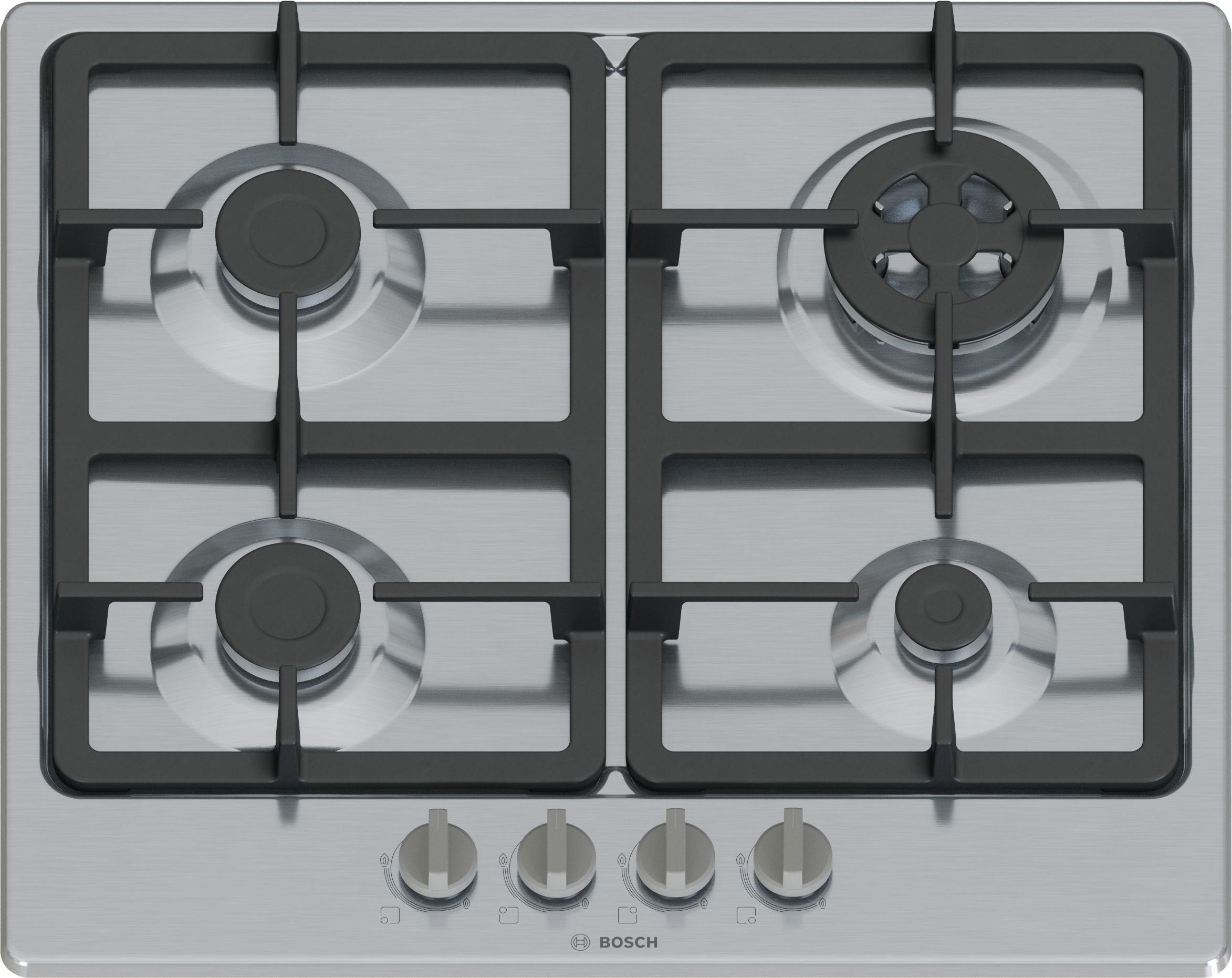 Bosch Bosch Serie 4 PGH6B5K90 plaque Acier inoxydable Intégré 60 cm Gaz 4 zone(s)