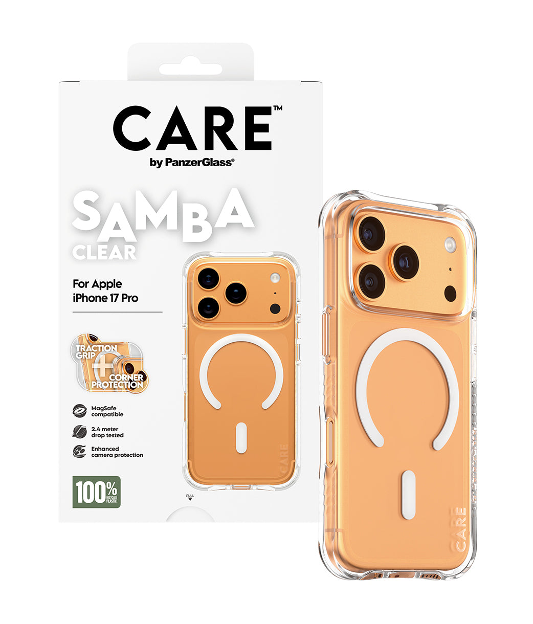 PanzerGlass CARE Samba Case Transparent avec MagSafe pour iPhone 17 Pro