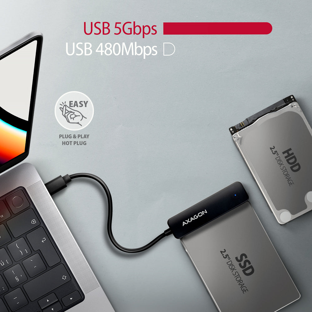 Axagon ADSA-FP2C USB-C 5Gbps - SATA 6G, 2.5 SSD/HDD SLIM adapter - Adapter - Digital/Daten carte et adaptateur d'interfaces